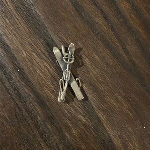 Silver Skii Charm Pendant